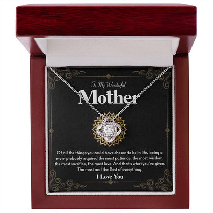 To My Wonderful Mother | I Love You - Love Knot Necklace